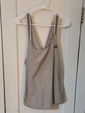 Women's ADIDAS criss cross back grey black tank top size XL